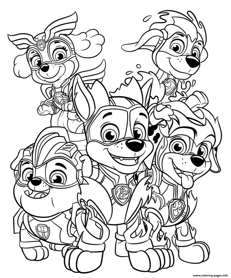 Paw Patrol Mighty Pups Charged Up Coloring Pages