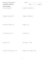 Solving Logarithmic Equations Worksheet Kuta Software