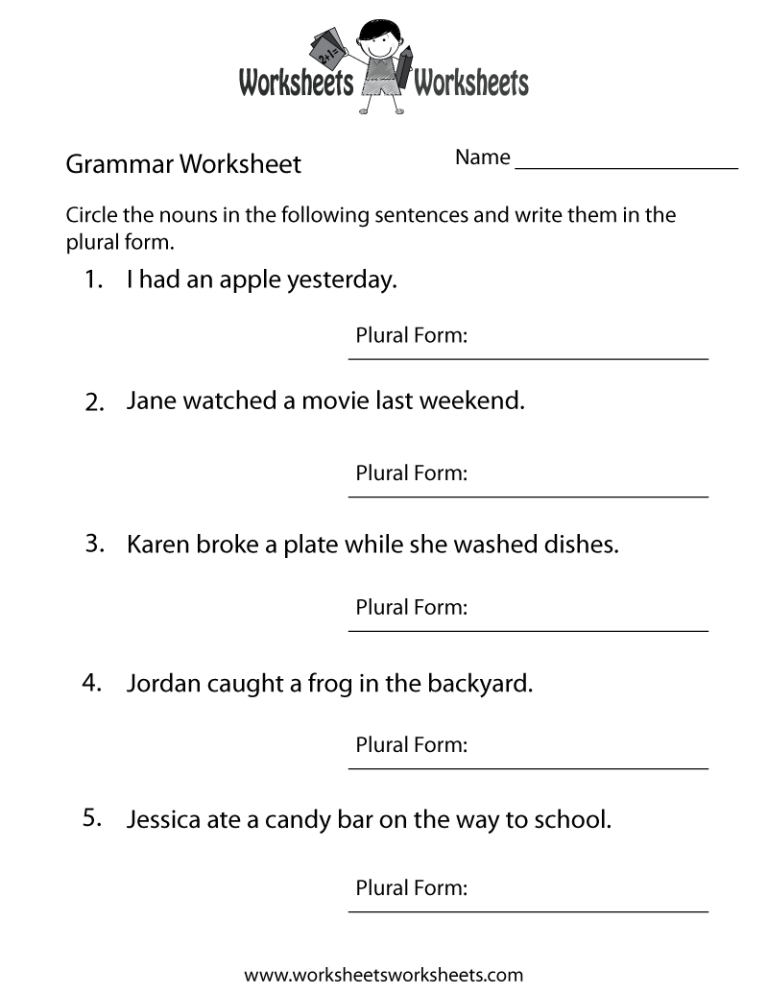 English Language Worksheets For Grade 3