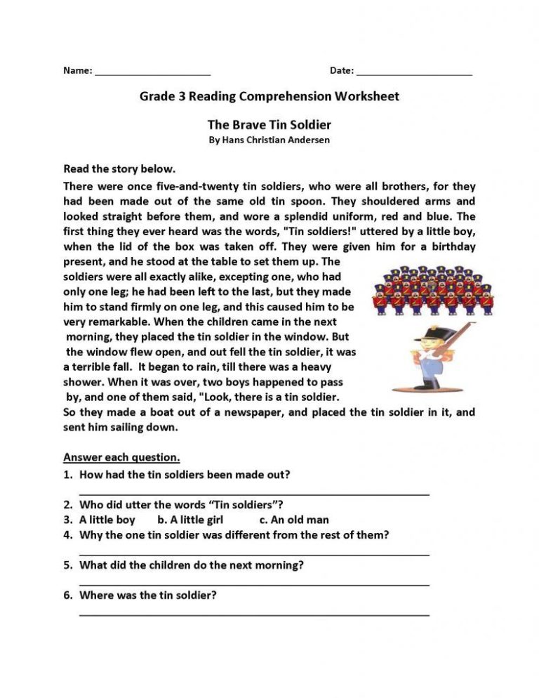 Reading Comprehension Worksheets For Grade 2 Pdf
