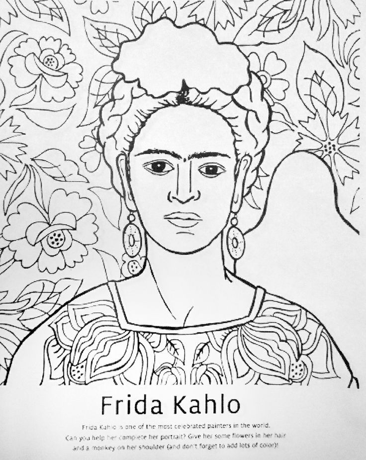 Easy Frida Kahlo Coloring Pages