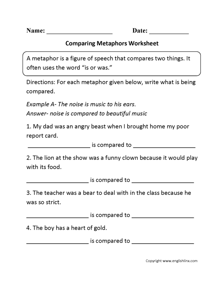 Personification Worksheets With Answers Pdf