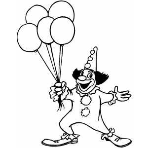 Clown With Balloons Coloring Page