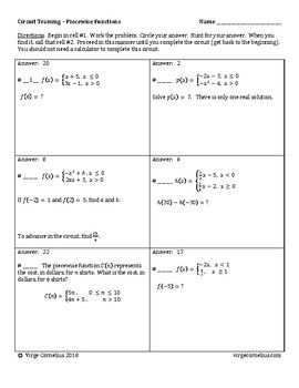 Algebra 1 Piecewise Functions Worksheet