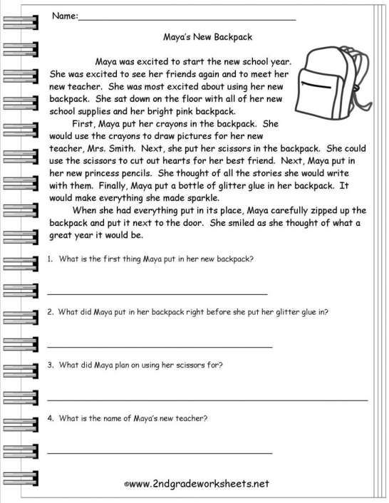 Printable English Comprehension Worksheets For Grade 3 Pdf