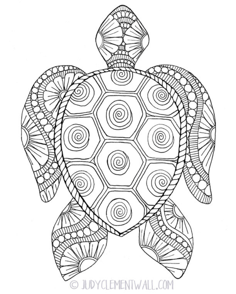 Turtle With Sunglasses Coloring Page