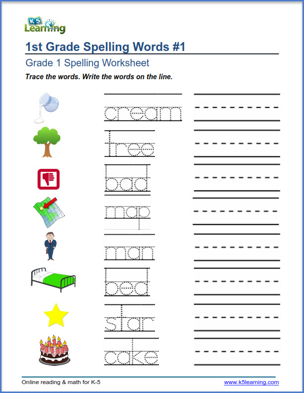Spelling Worksheets K5 Learning Grade 5
