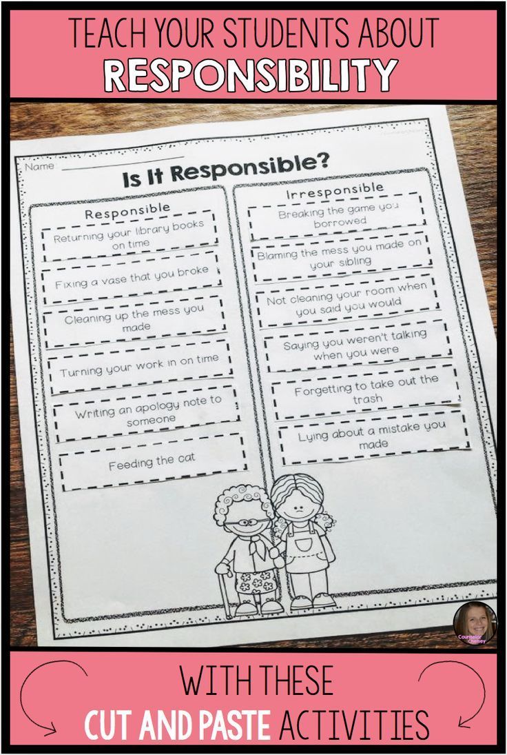 Character Education Responsibility Worksheets