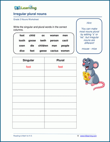 Grammar Worksheets K5 Learning Grade 3