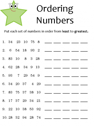 Math Worksheets For Grade 1 Ordering Numbers