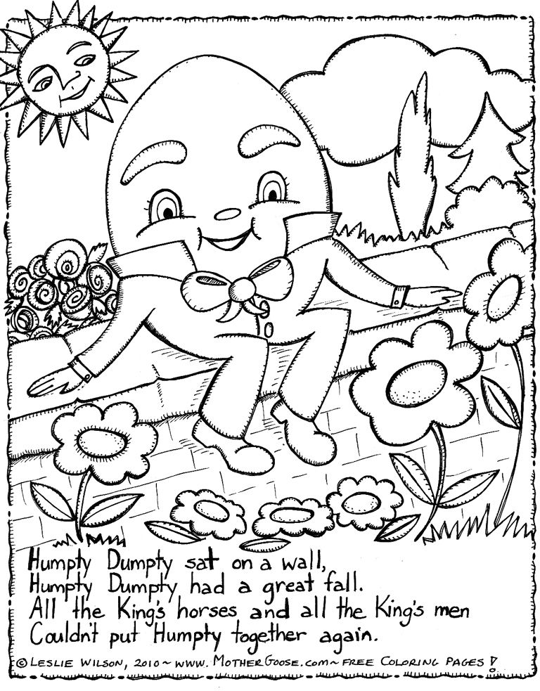Nursery Rhyme Humpty Dumpty Coloring Page