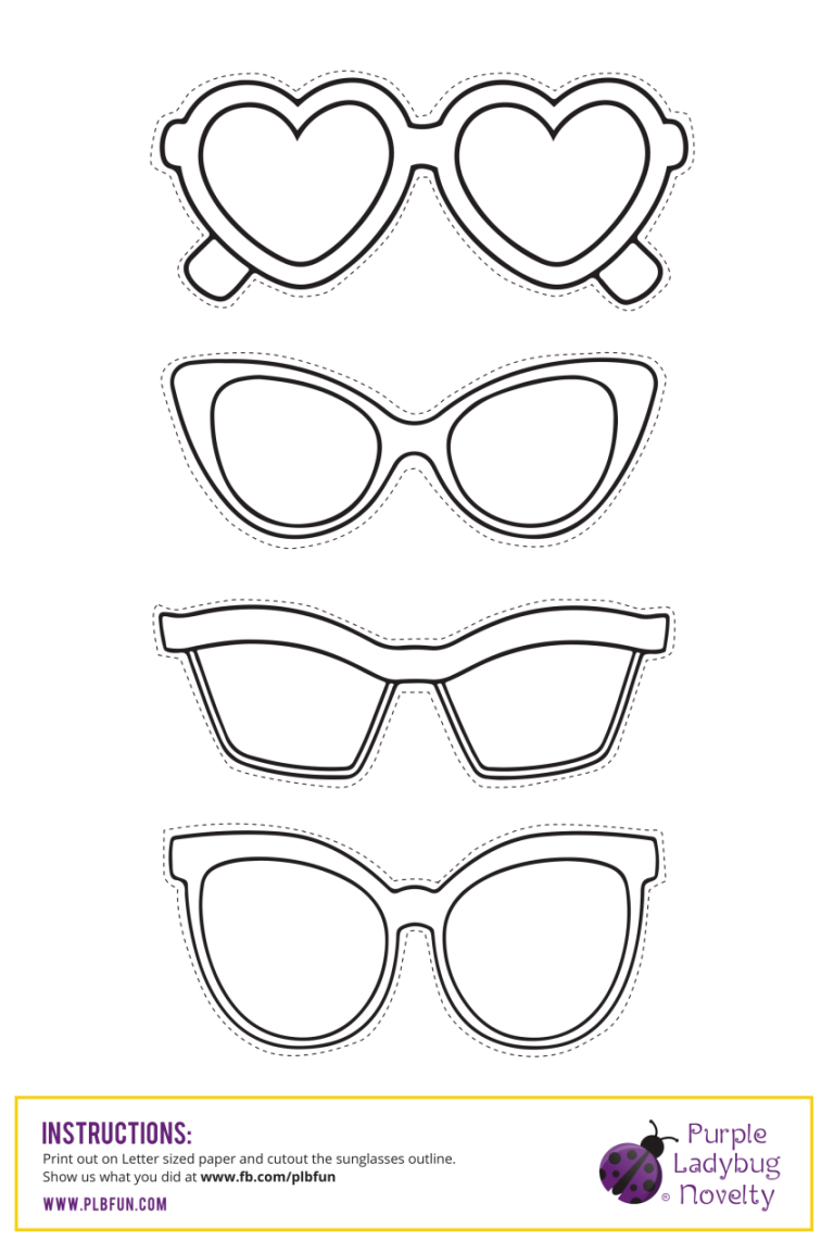 Outline Sunglasses Coloring Page
