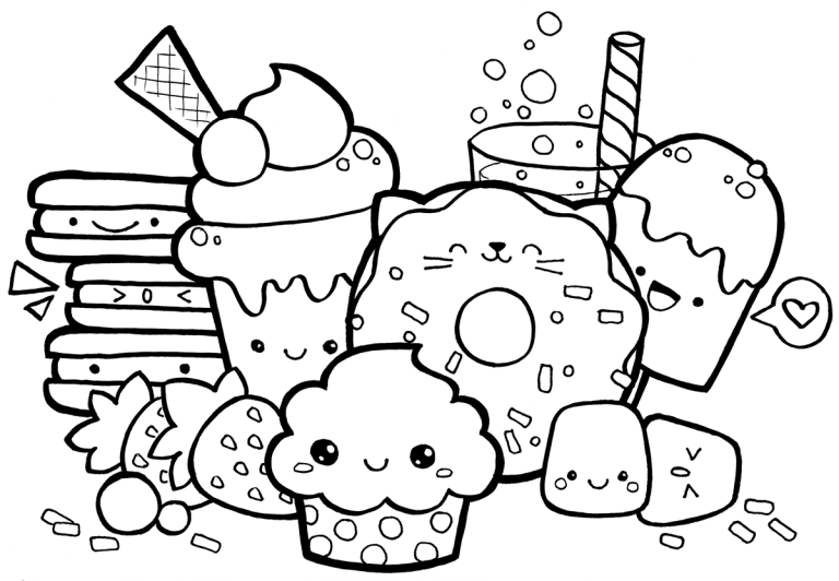 Japanese Coloring Pages Cute Food