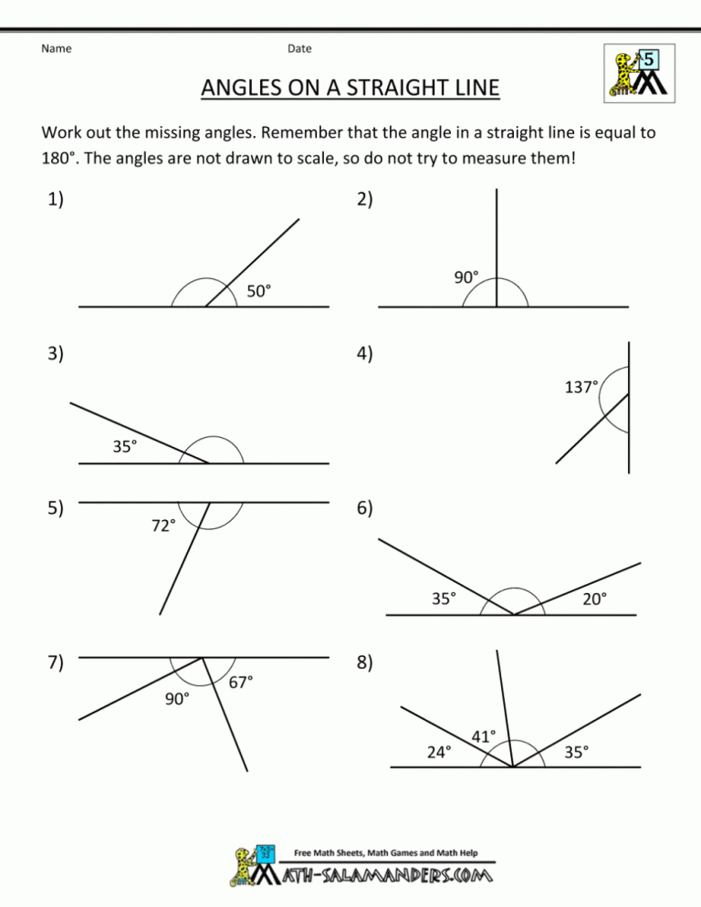Grade 7 Lines And Angles Worksheet Pdf