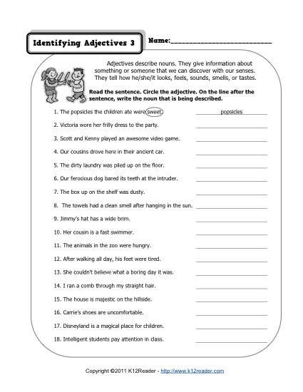 Printable Adjectives Worksheets For Grade 3 Pdf