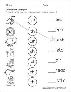 Consonant Digraphs Worksheets For Grade 1