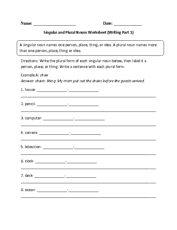Grade 6 Irregular Plural Nouns Worksheet Answers