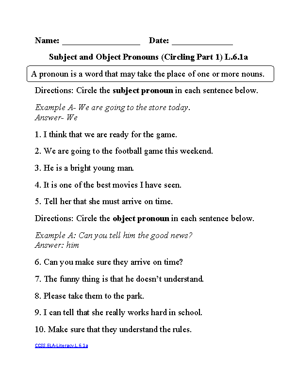 English 6th Grade Worksheets Pdf