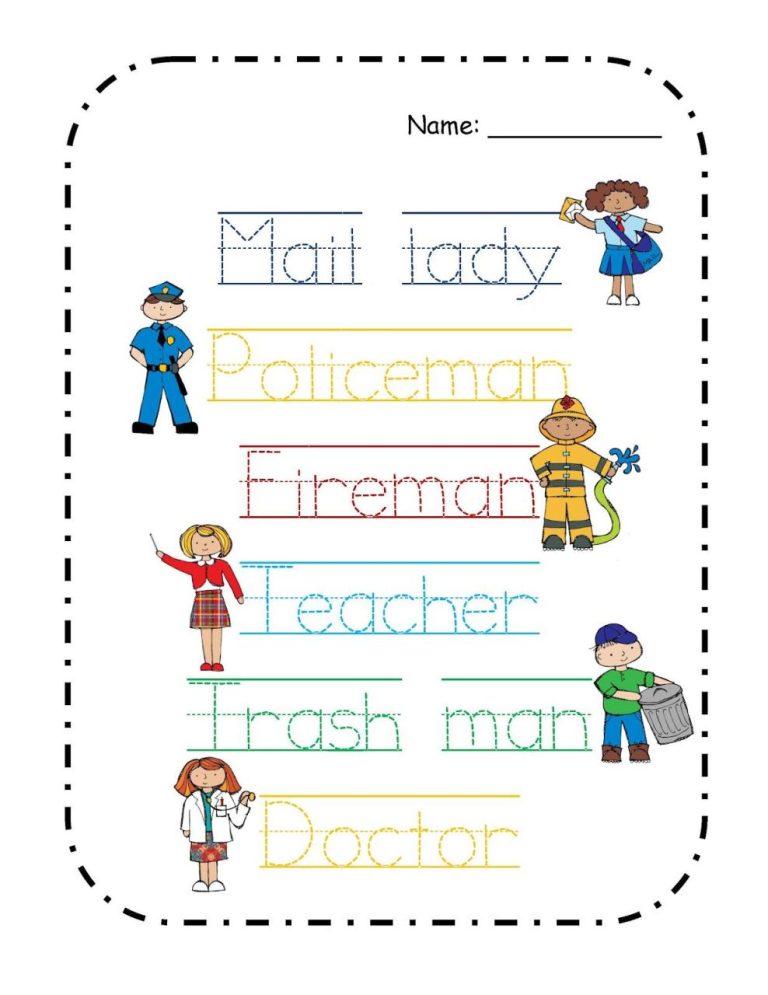 Printable Preschool Community Helpers Worksheets For Kindergarten