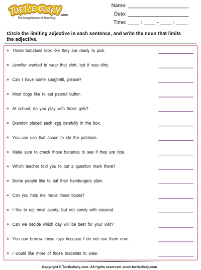Adjective Worksheet For Class 2nd