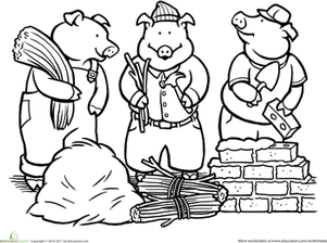House Three Little Pigs Coloring Pages