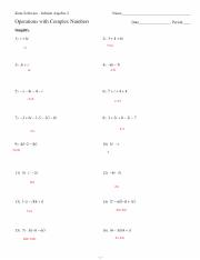 Simplifying Complex Numbers Worksheet Answers Kuta Software
