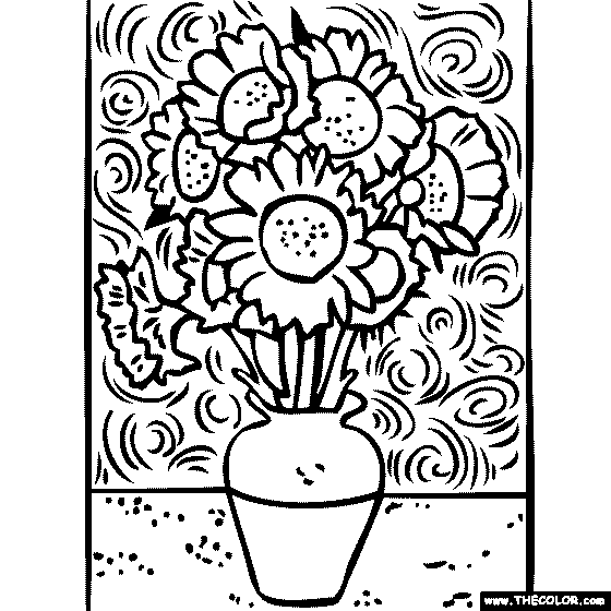 Sunflower Van Gogh Coloring Pages
