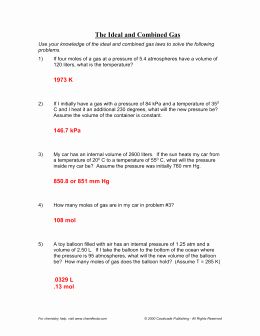 Gas Laws Worksheet Boyle's And Charles Law Answers