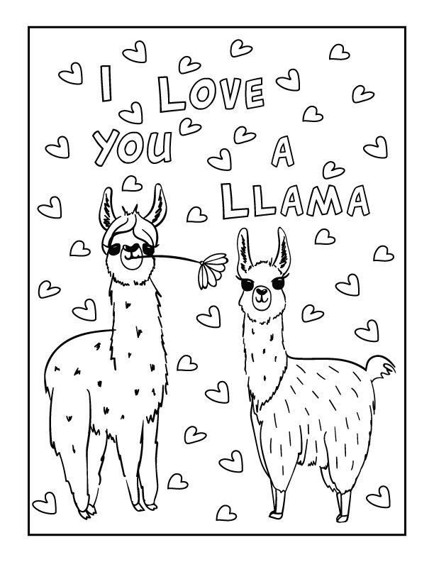 Kawaii Cute Llama Coloring Pages