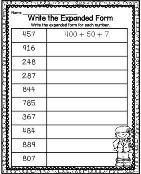 Expanded Form Free Printable Worksheets
