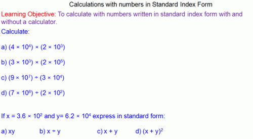 Indices And Standard Form Worksheet Pdf