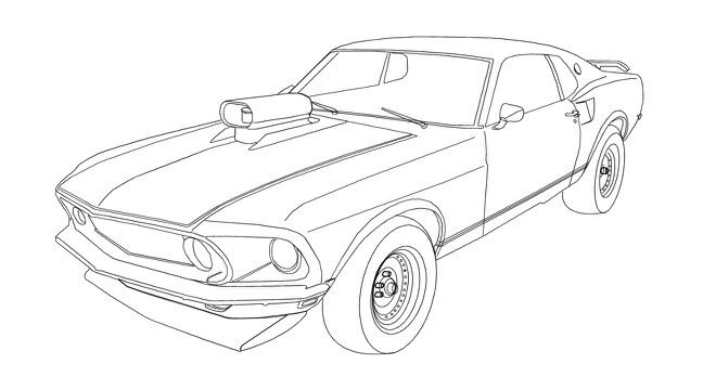 Classic Car Muscle Car Coloring Pages