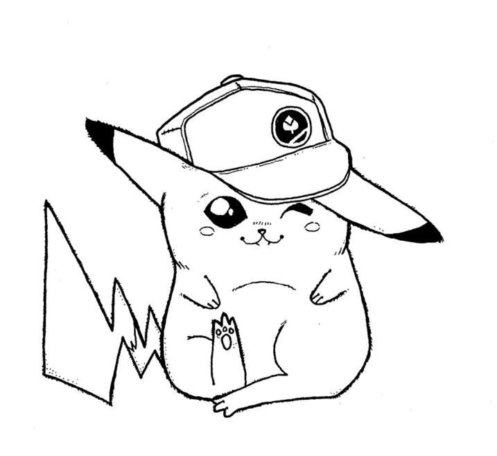 Pokemon Coloring Pages Pikachu With Hat