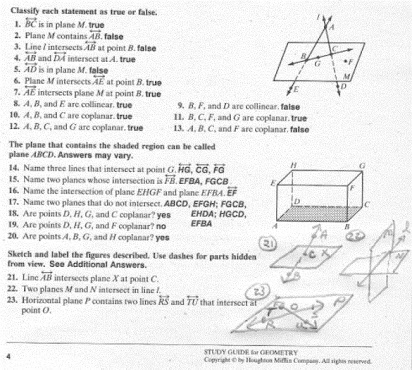Worksheet 1-1 Points Lines And Planes Answer Key