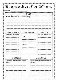 2nd Grade Elements Of A Story Worksheet