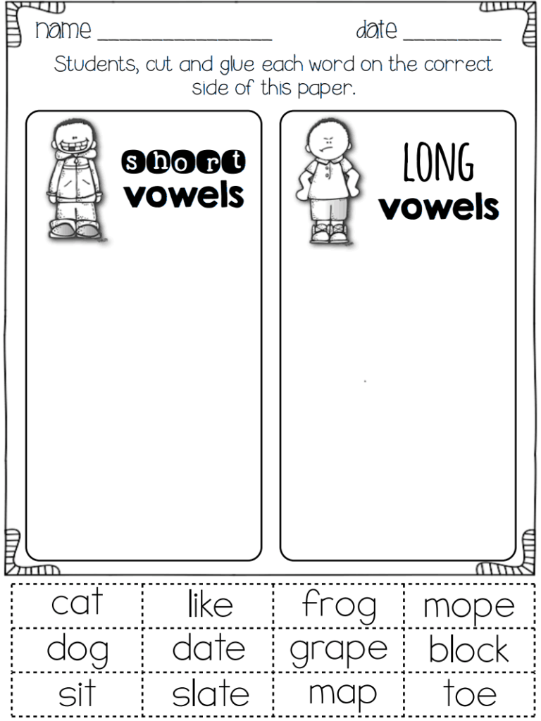 Short Vowel Vowels Worksheets For Kindergarten Pdf