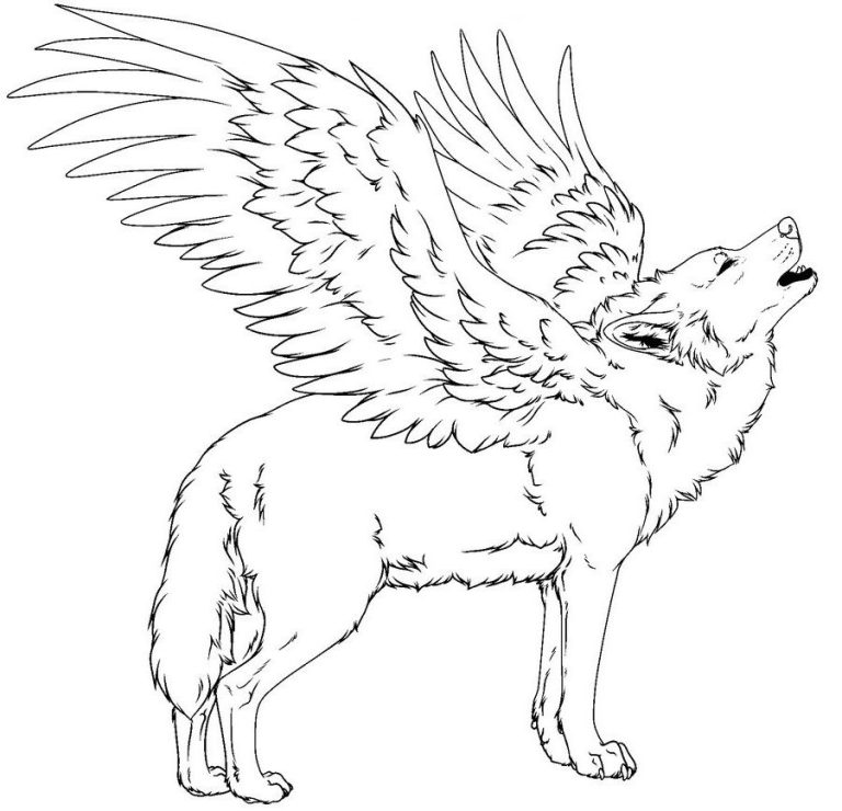 Anime Winged Wolf Coloring Pages