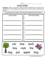 Science Worksheets 3rd Grade Living And Nonliving Things Worksheets For Grade 3