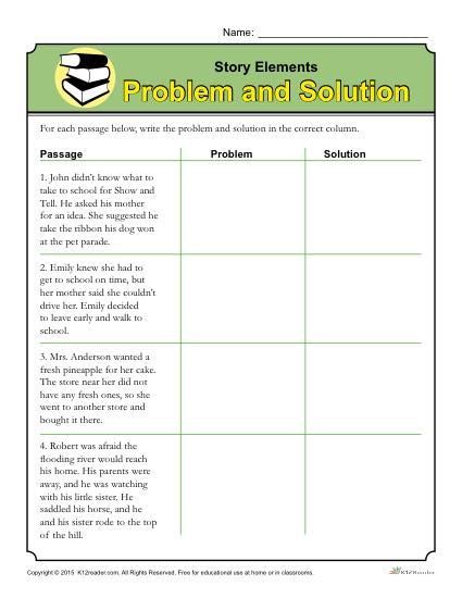 3rd Grade Elements Of A Story Worksheet