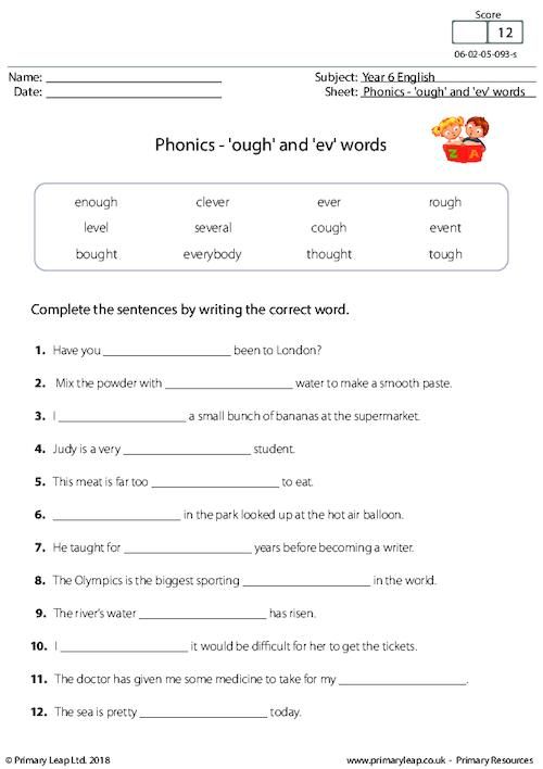 Phonics Year 1 English Worksheets Free Printable Uk