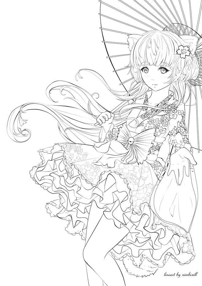 Anime Beautiful Cute Coloring Pages For Girls