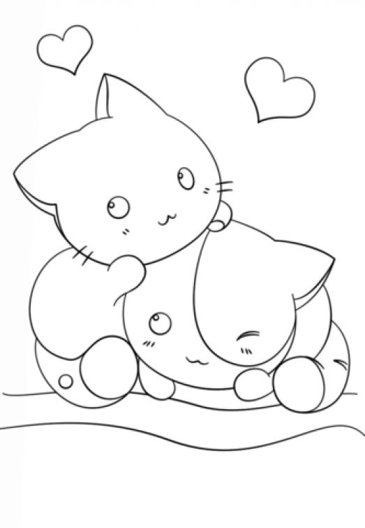 Anime Kawaii Cat Coloring Pages