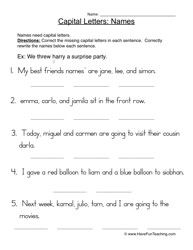 First Grade Capital Letters Worksheet Grade 1