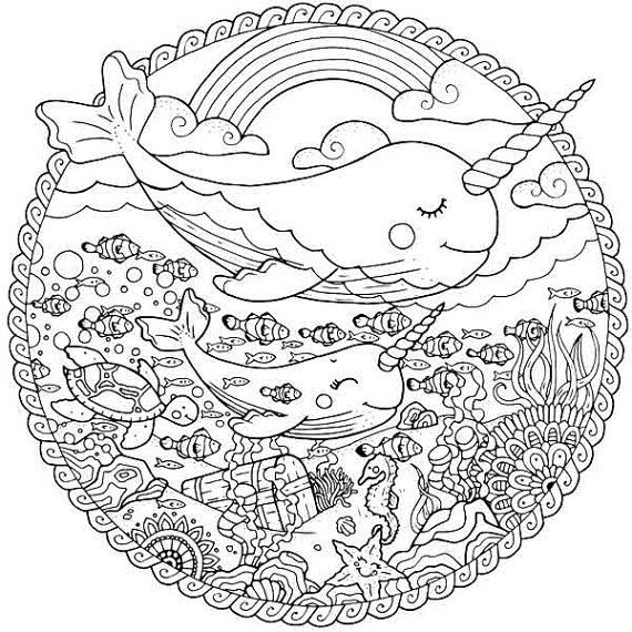 Adorable Cute Narwhal Coloring Pages