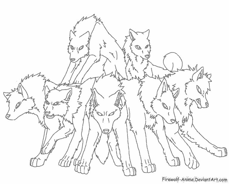 Anime Wolf Family Coloring Pages