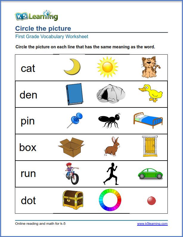 Vocabulary First Grade English Worksheets For Grade 1