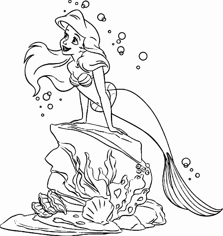 Ariel Mermaid Free Coloring Pages