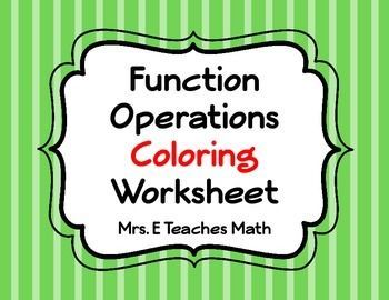 Function Operations Coloring Worksheet Answers