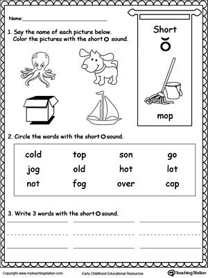 Short Vowel Sound Worksheets For First Grade