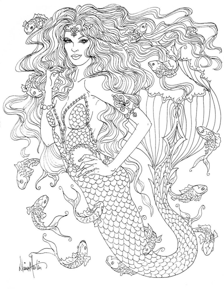 Artistic Mermaid Coloring Pages